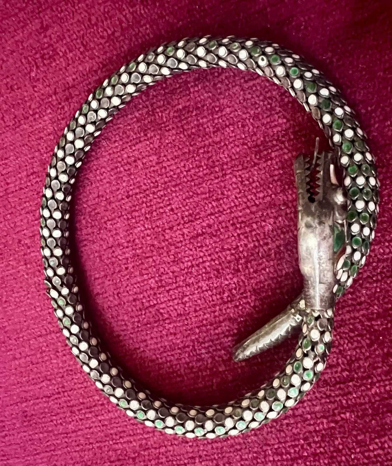 FABULOUS RARE ANTIQUE WHITING DAVIS ENAMELED WRAP SNAKE BRACELET.
