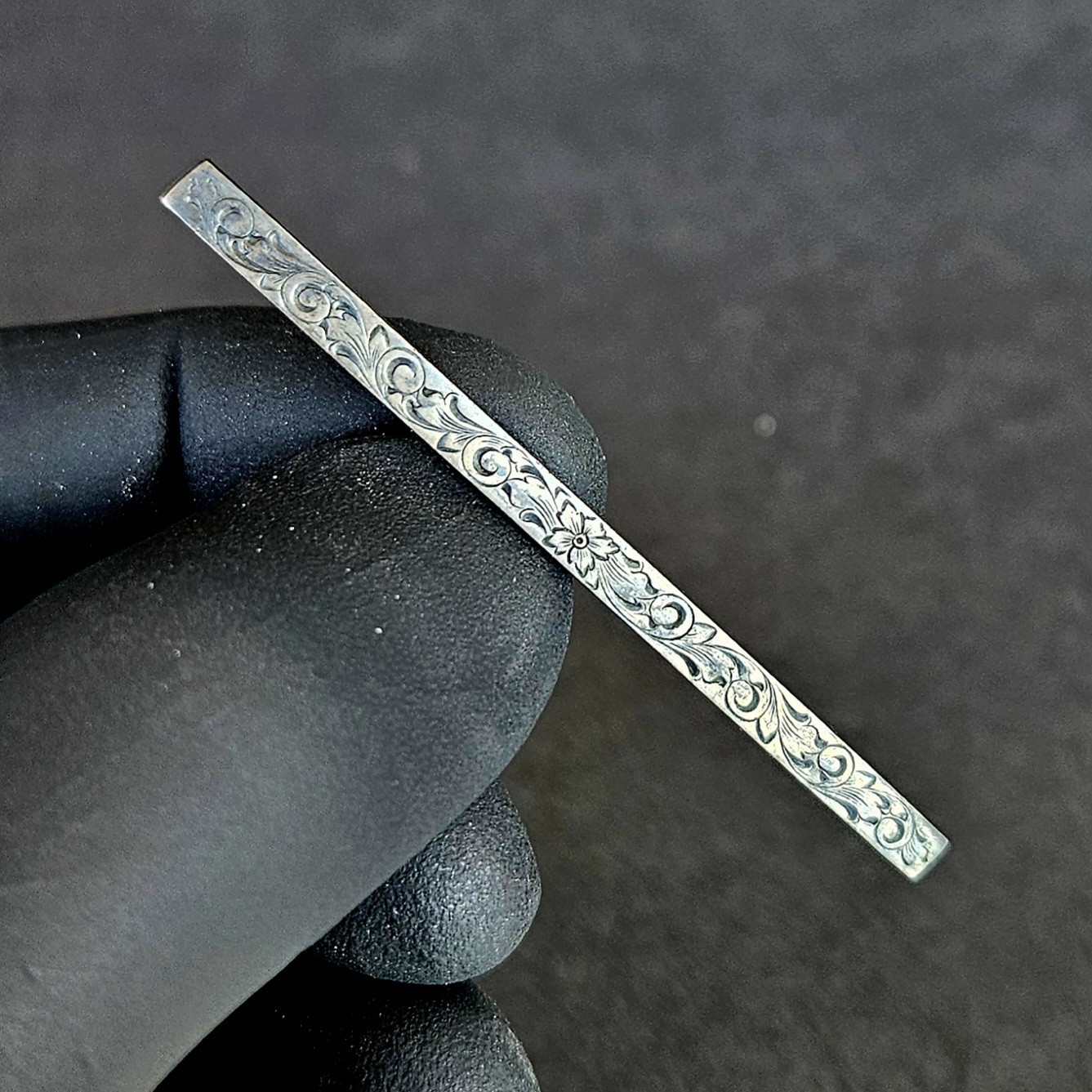 Antique Sterling Silver Engraved Bar Brooch Link & Angell L&A Pre 1915