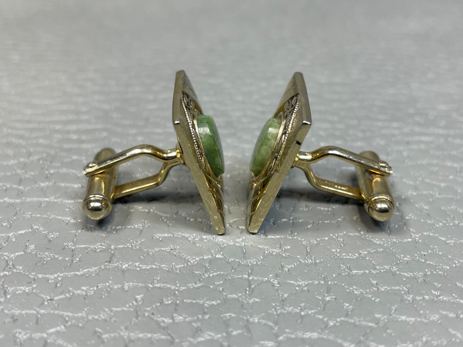 Vintage Jade King’s Crown Yellow Gold Plated Cuff Links