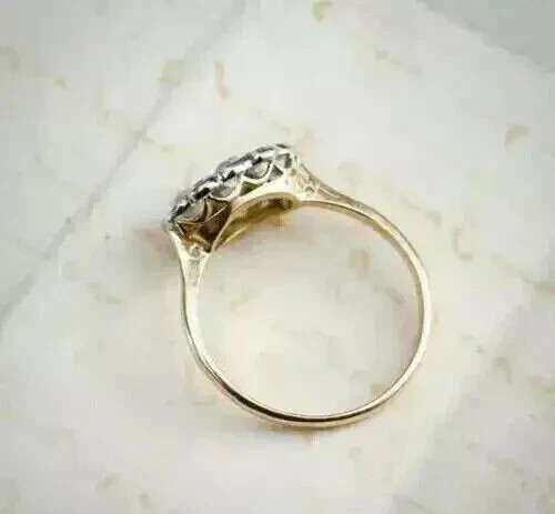 Art Deco Style 2Ct Round Lab Created Diamond 14K Yellow Gold FN Birthday Ring