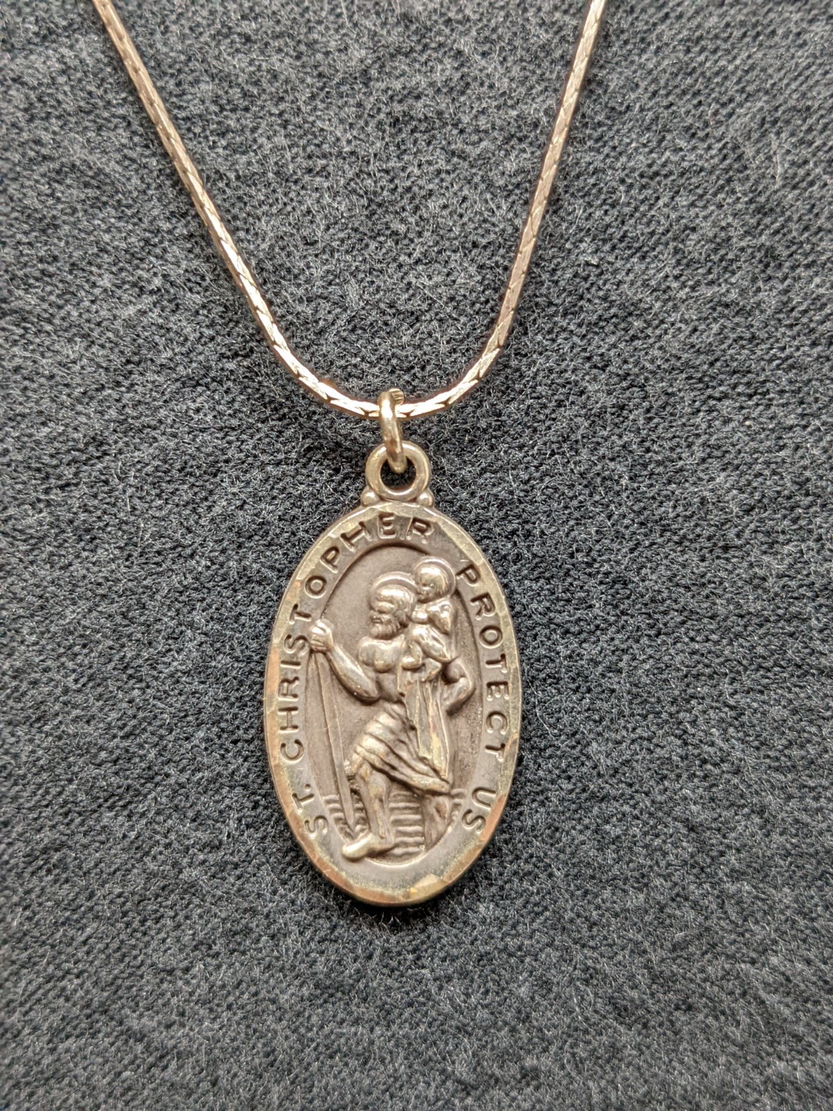 Vtg Sterling Silver St Christopher Pendant Catholic Charm 25″ Danecraft Necklace