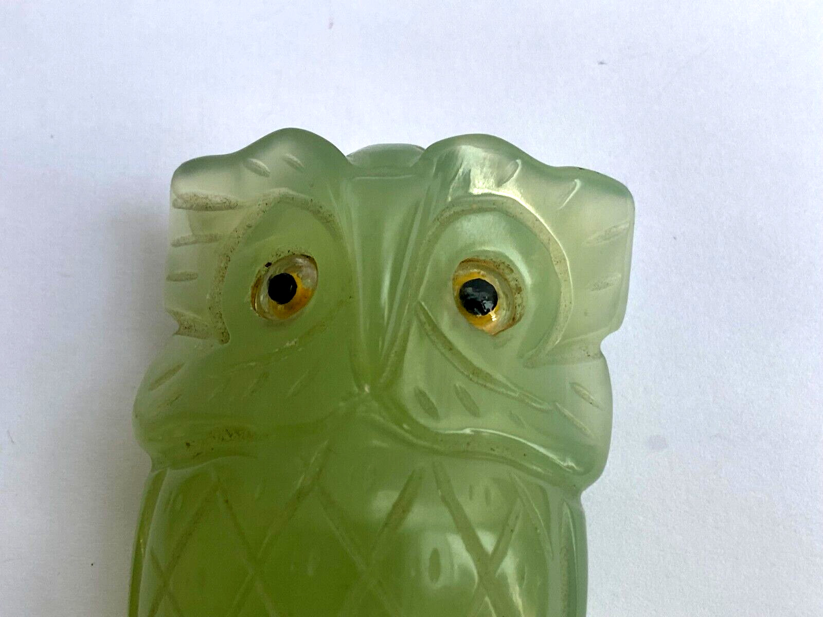 Antique Rare Original Jade Nephrite Owl Figurine Big Size