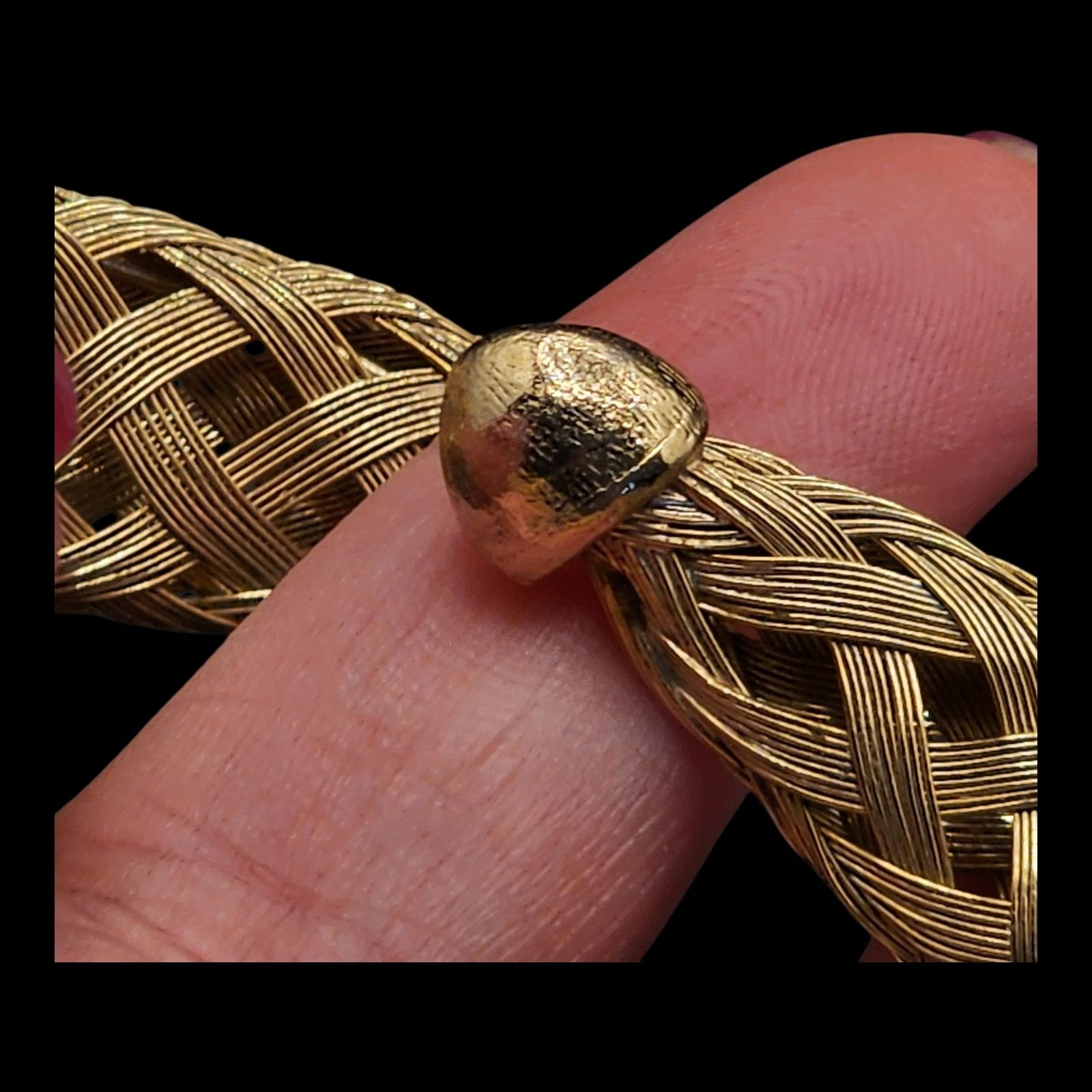 Woven Wire Etruscan Revival Gold Tone Choker Necklace 4″ Diameter