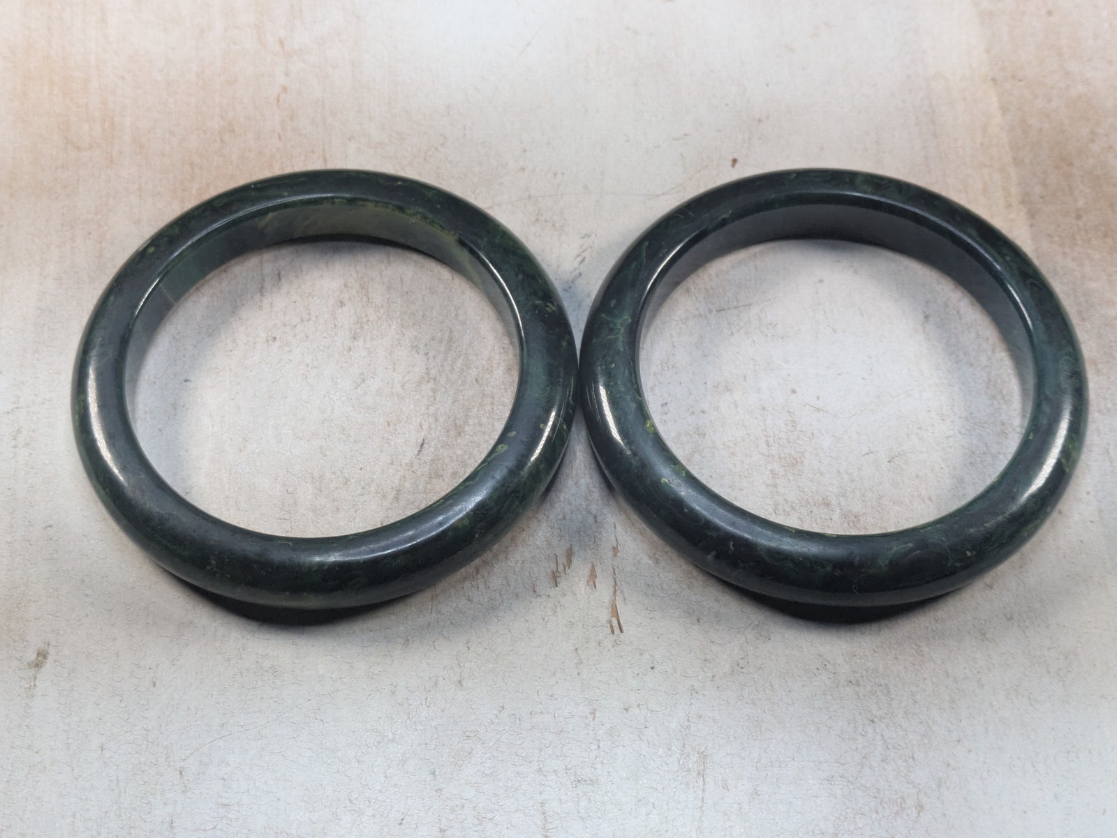 Bakelite Blue Moon Pair Bangle Bracelets 7.75″ 62g Together Vintage/Antique