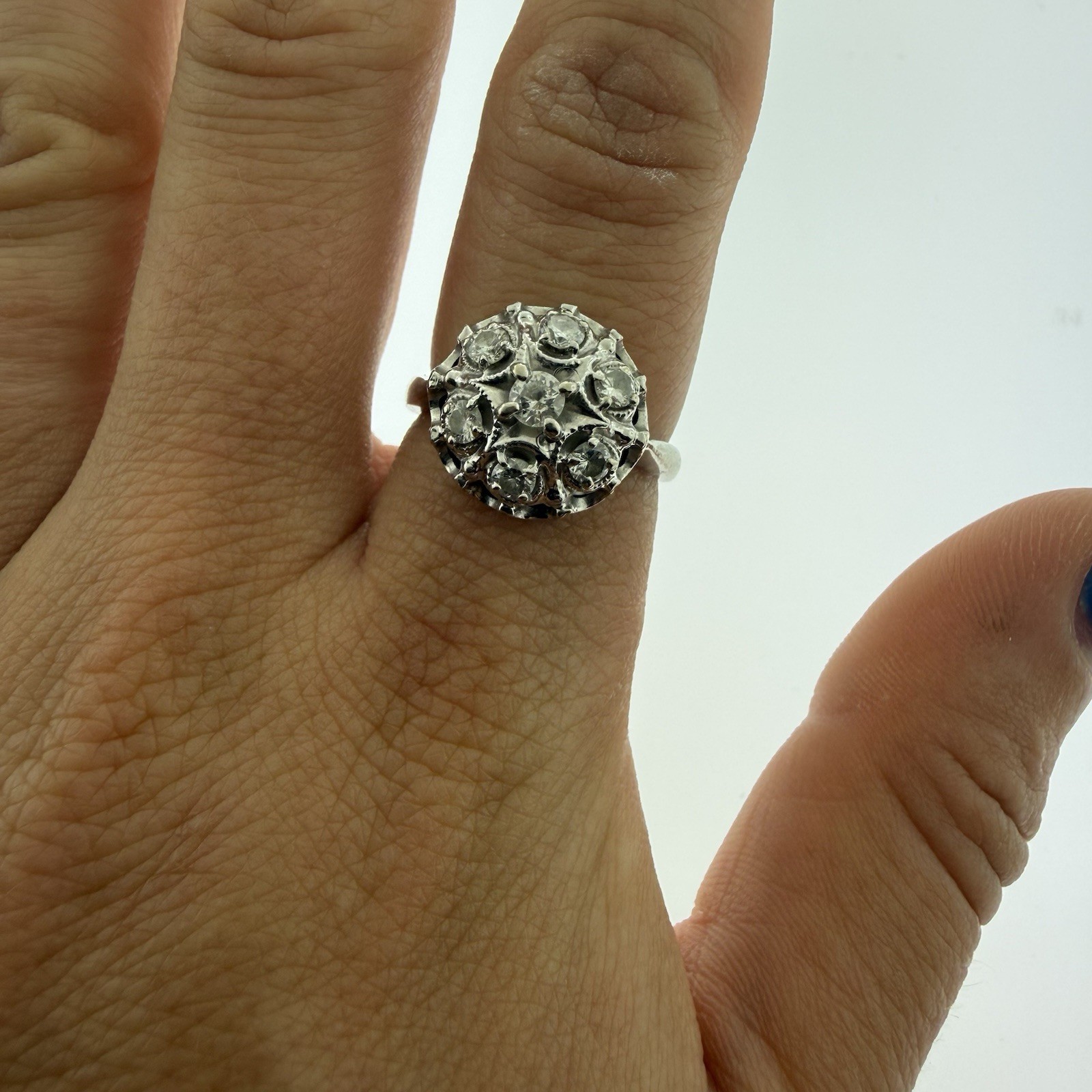 VINTAGE Estate 14k White Gold NATURAL Diamond 0.40CTTW Ring–Size 6