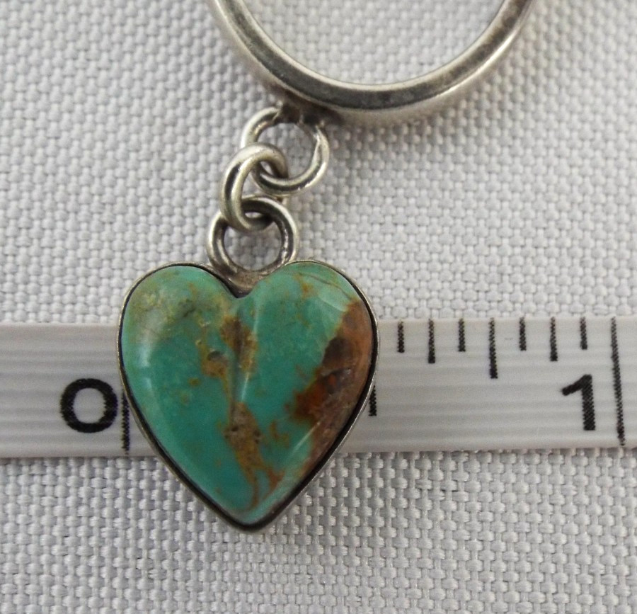 Joan Slifka Designs STERLING SILVER Turquoise Dangle Heart Ring Size 5.5 6g