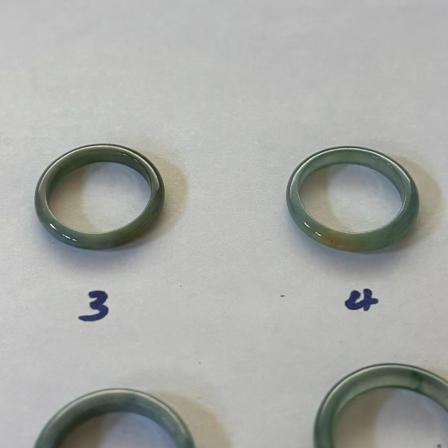 Hi-grade Natural green Jade Jadeite Rings Thin Band, Width about 3 mm