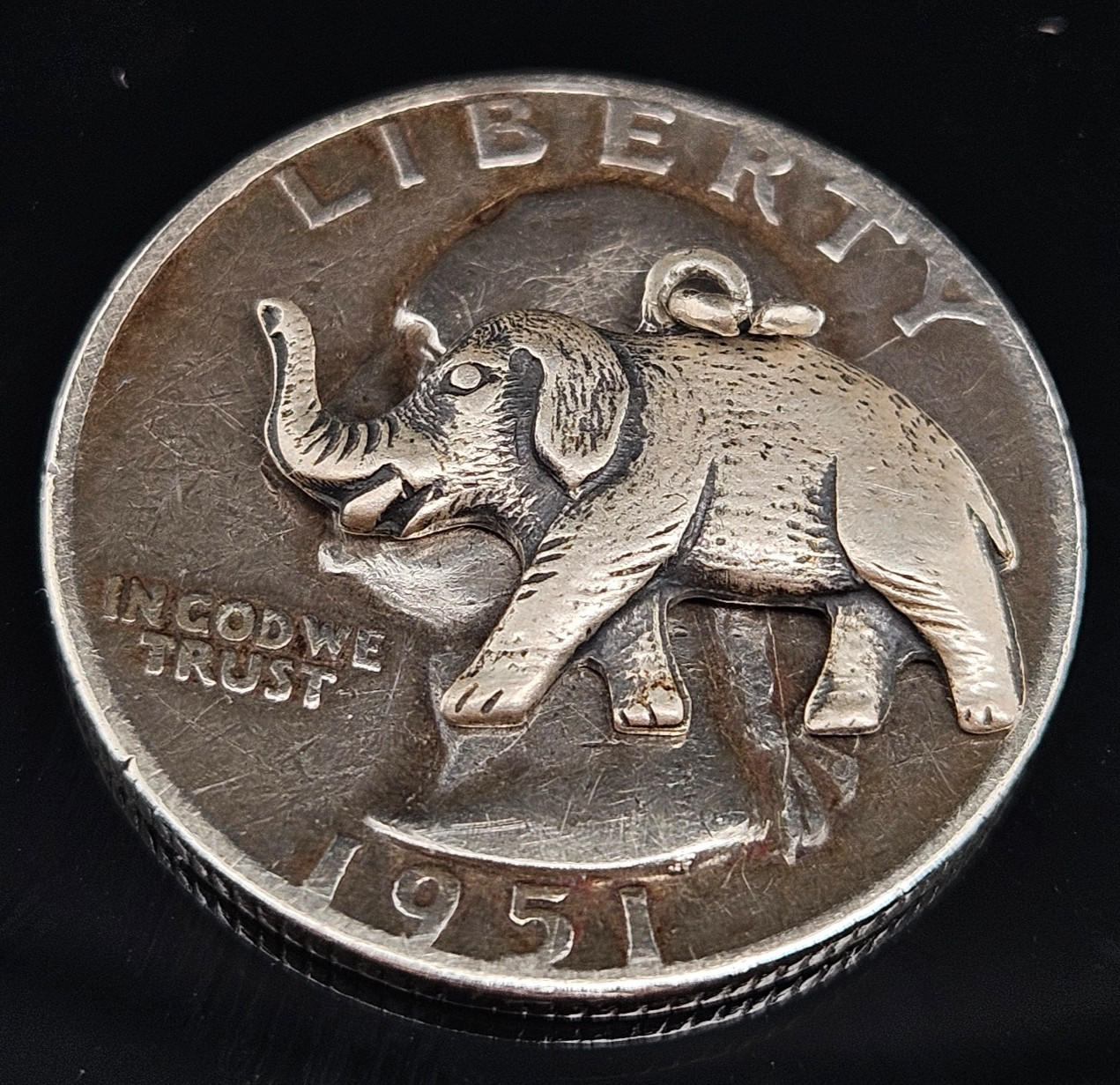 Sterling Silver TRUNKS UP LUCKY ELEPHANT Charm Pendant Luck Vintage