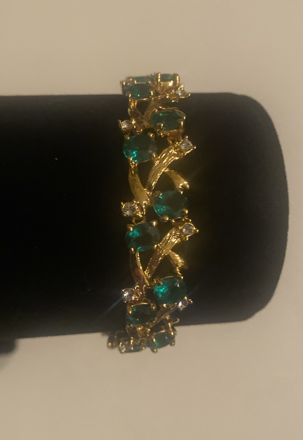 Camrose & Kross Jackie Kennedy Emerald And Crystal Gold Interlocked Bracelet JBK