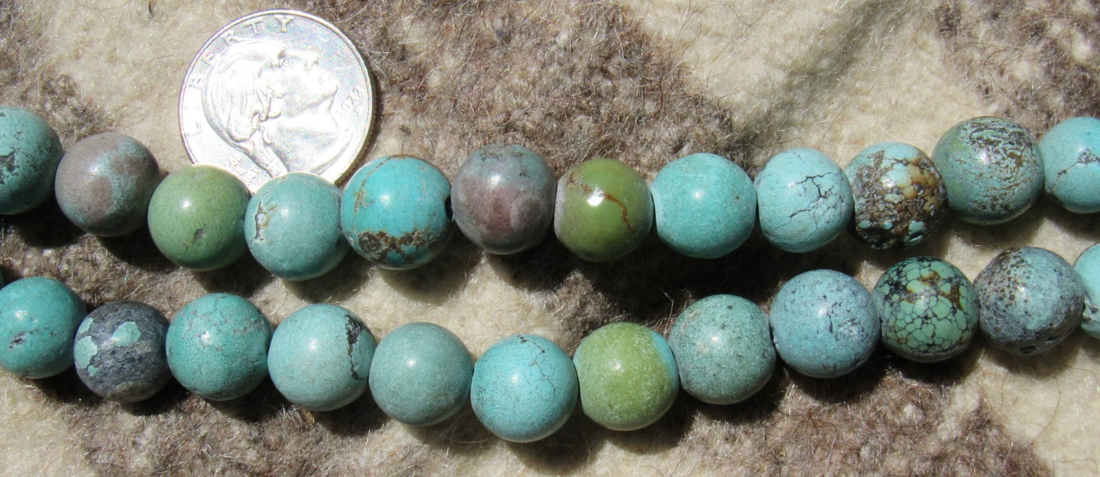 Fine Antique Vintage Chinese Natural Turquoise Bead Necklace 123Grams 29″ Hubei