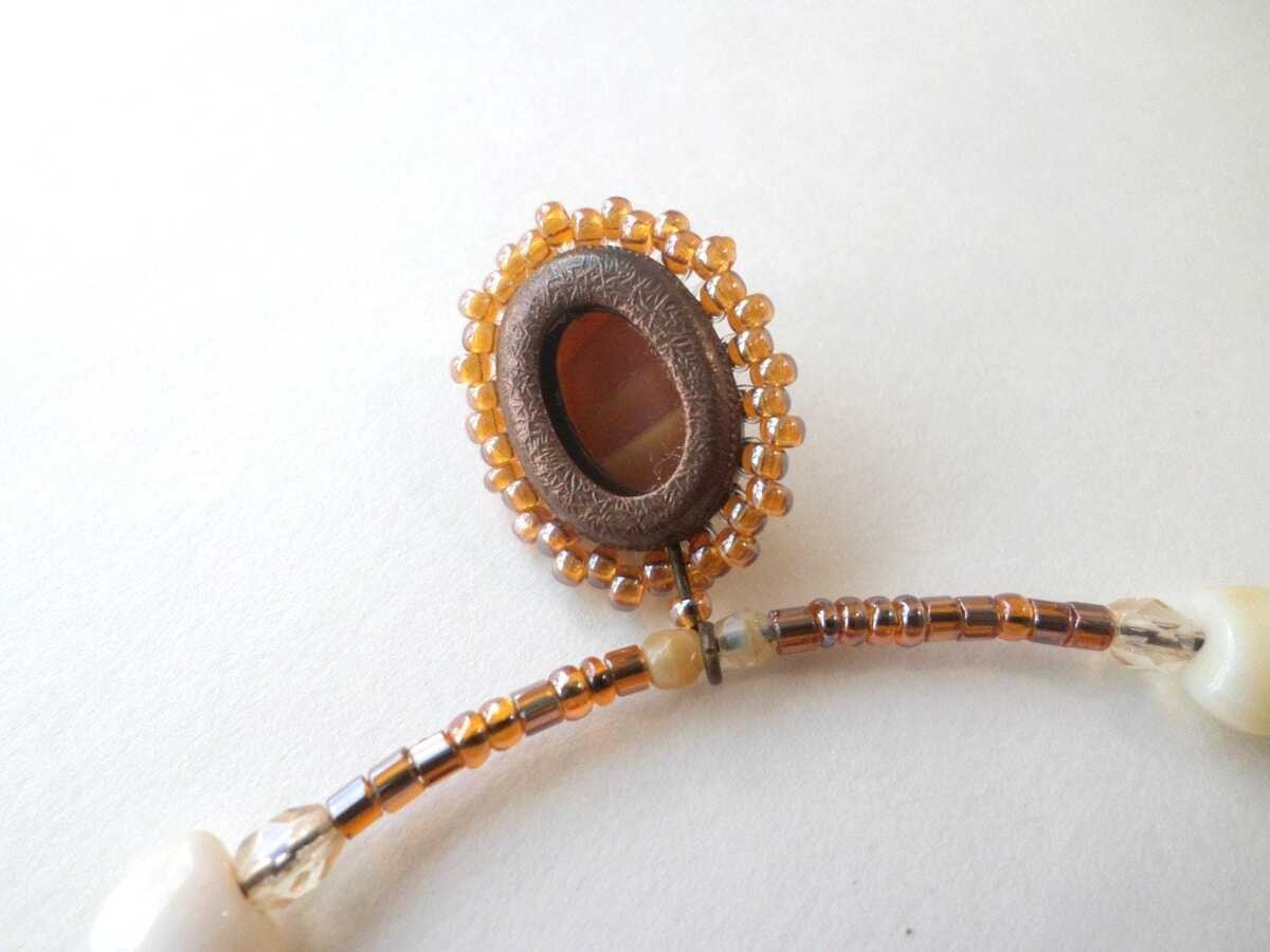 Memory Wire Choker, Brown Seed Bead Necklace, Fairycore Jewelry