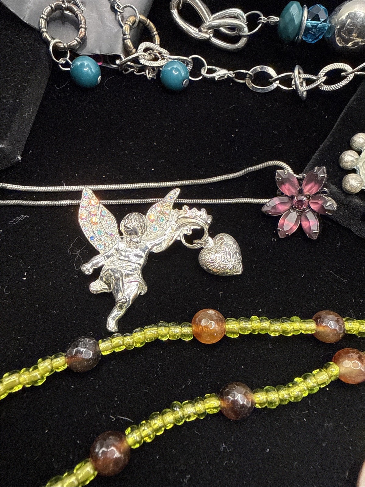Vintage Lot of 15 Necklaces, Bracelets, Earrings And/or Brooches See Pics