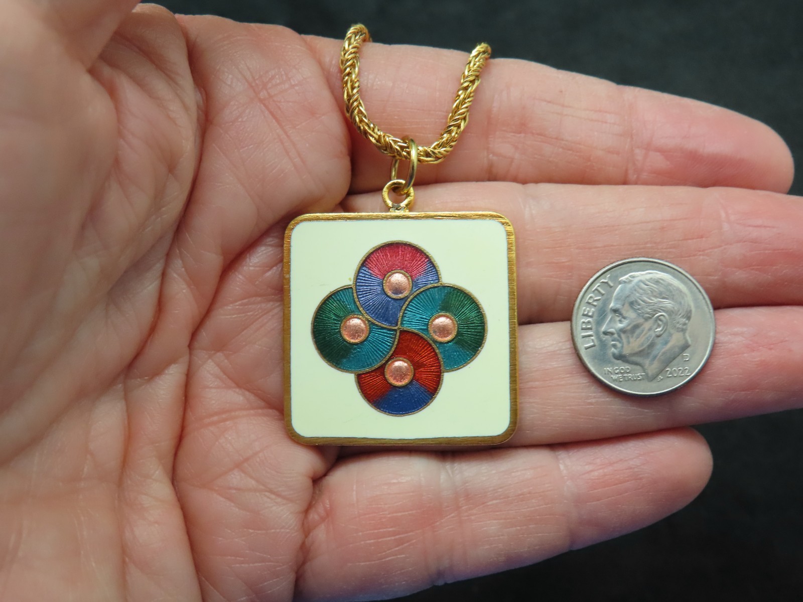 Vintage 1980’s Enamel Abstract Design Pendant