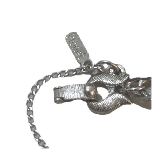 Vintage Monet Silver Tone Charm Bracelet 7.5” Multiple Charms ( 2 Of Them Monet)