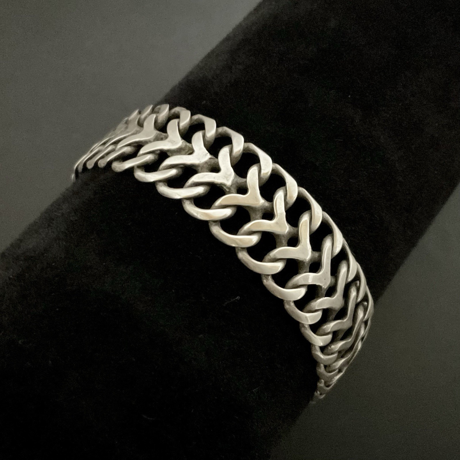 Vintage Mexico Sterling Silver Double Curb Link Bracelet 7.25”