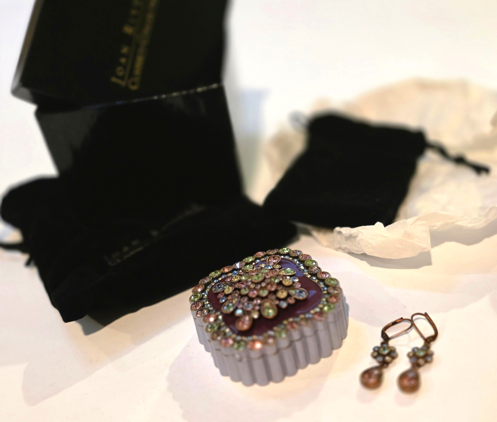 joan rivers jeweled secrets keepsake box Treasured Reverie brooch earrings pin