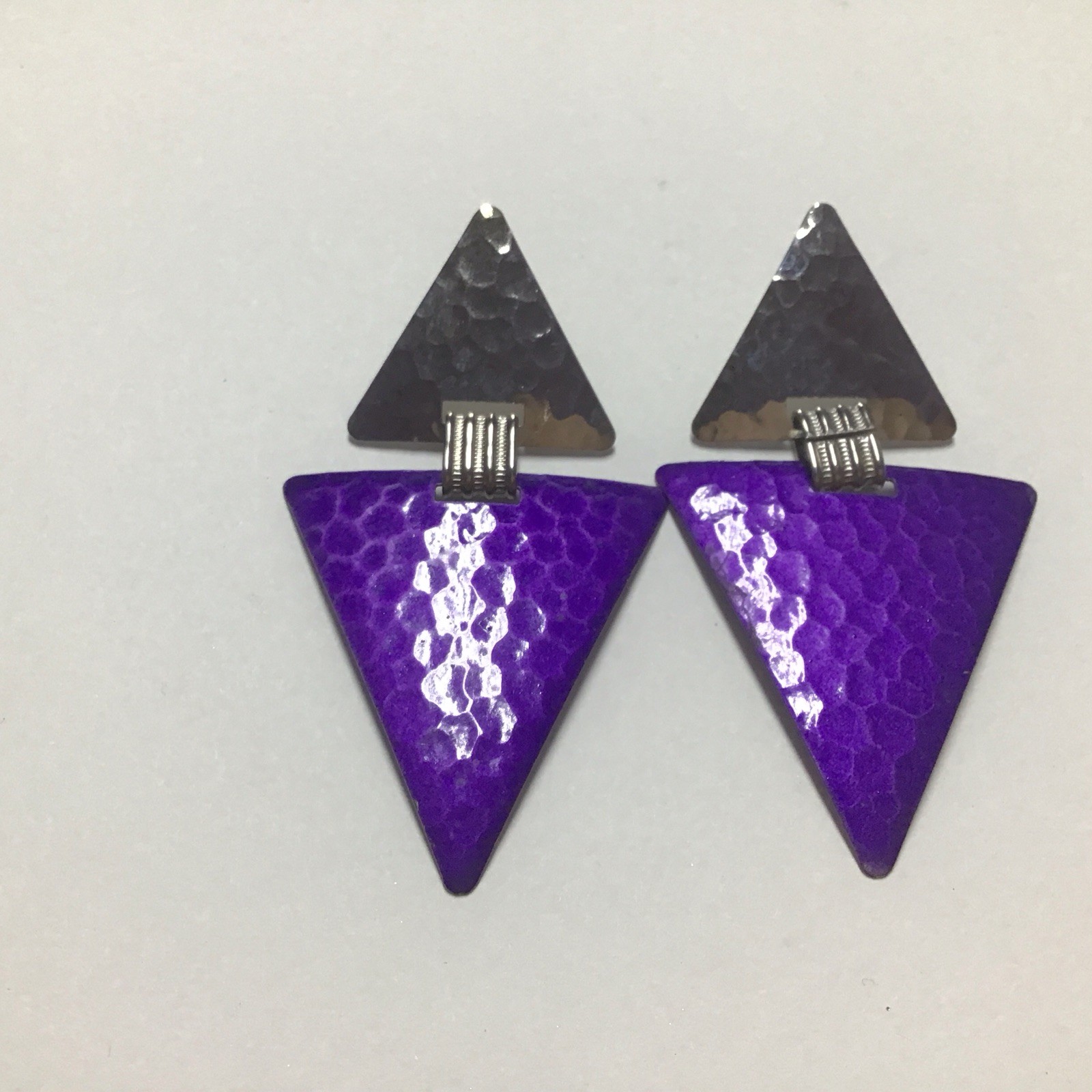 #2 Vintage Retro Drop Dangle Purple Silver Toned Earrings from USA seller