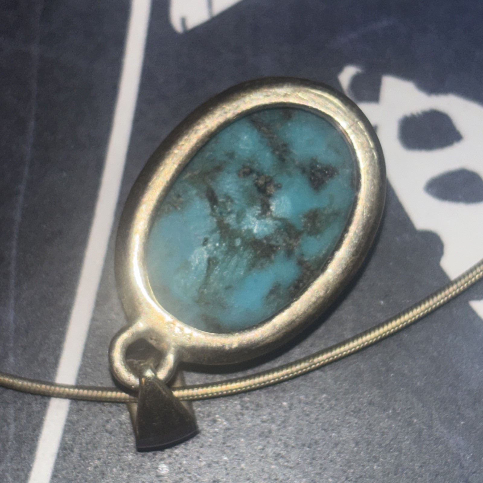 AGI certified Genuine Turquoise Pendant Necklace Sterling Silver 925 18 in Rope