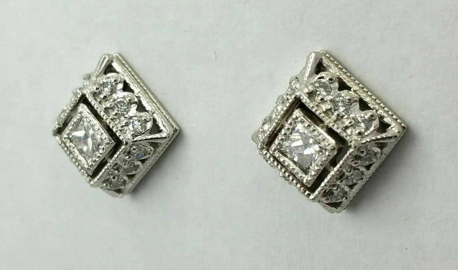 Art Deco Vintage Style 2.85Ct Diamond Engagement 14K White Gold Finish Earrings