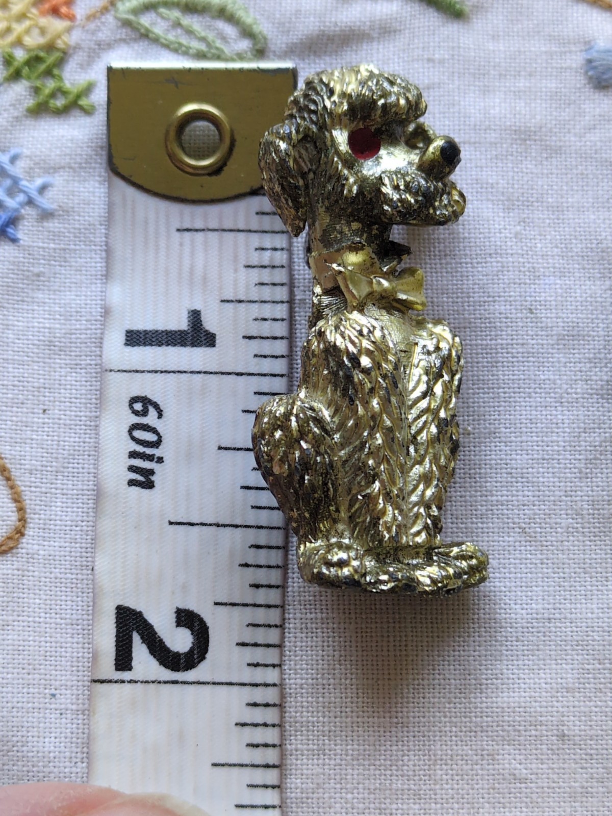 Vintage Dog Brooch Pin Lot Of 2, Enameled, Rhinestone
