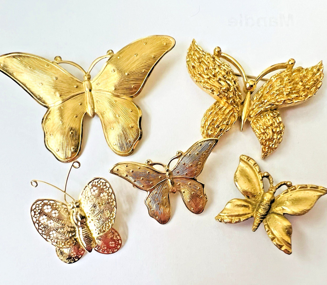Lot 65 Vtg BUTTERFLY BROOCH Rhinestone Enamel 925 800 Silver GF Monet Trifari