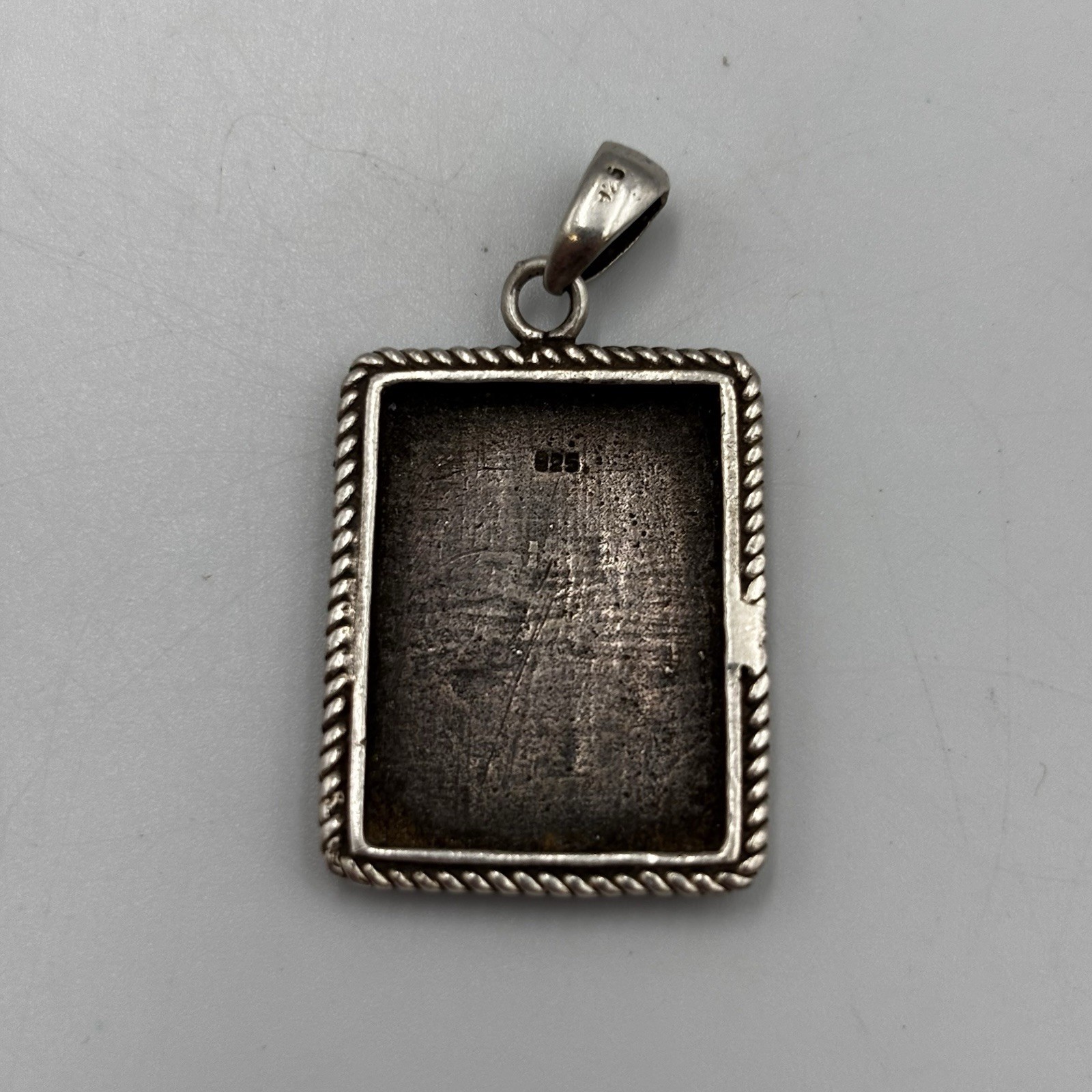Vintage Sterling Silver 925 Rectangle GL3 Marked 40.70mm Pendant 7.2g