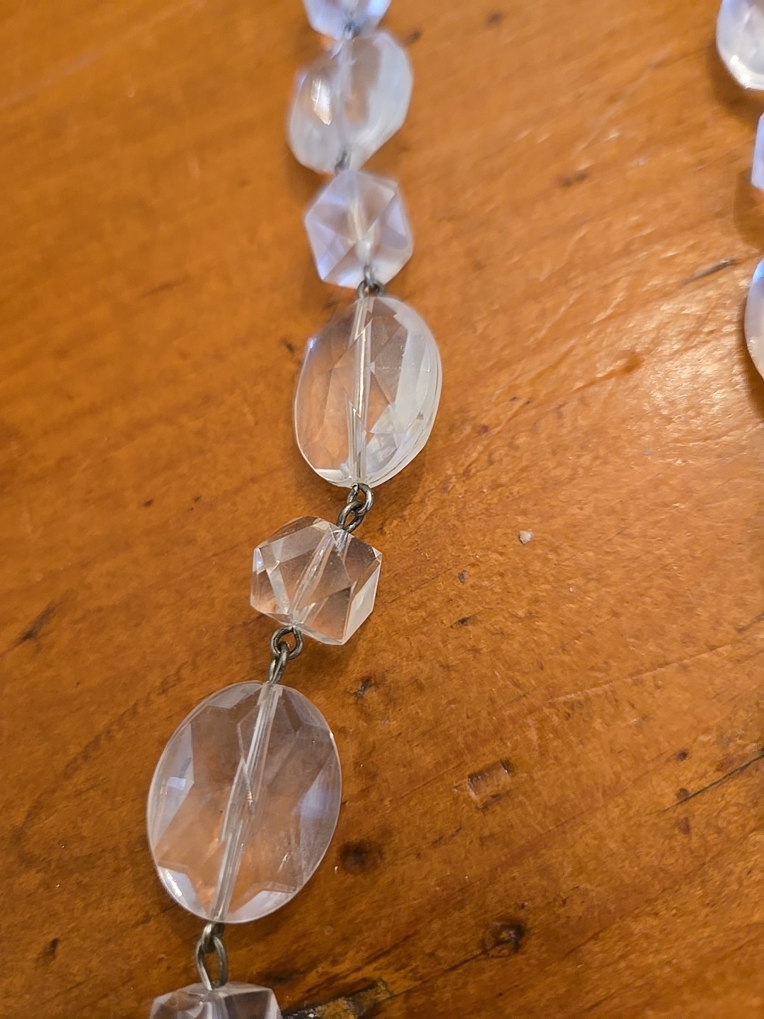 Clear 22″Beaded Vintage West Germany Plastic Glass Neckkace