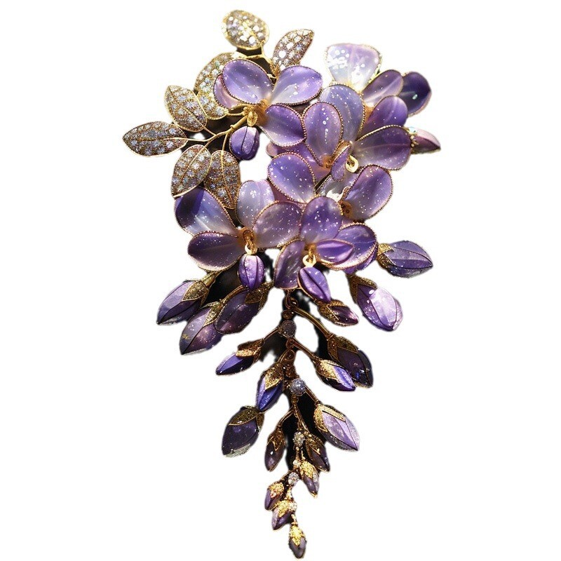 Original Design Dreamy Wisteria Flower Brooch High-value Floral Accessory