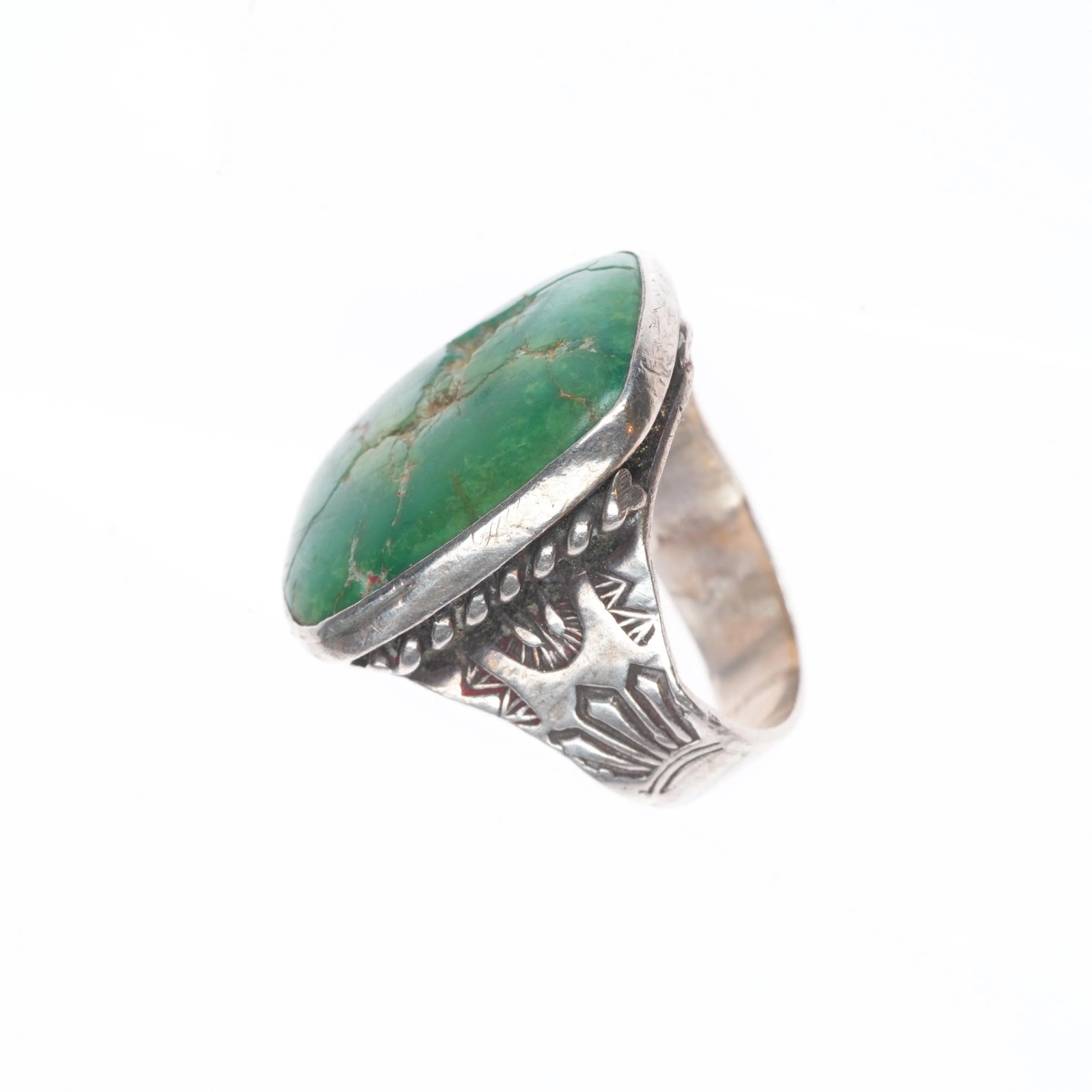 sz5 c1930’s Cerrillos Turquoise ingot/sterling silver vintage Navajo ring