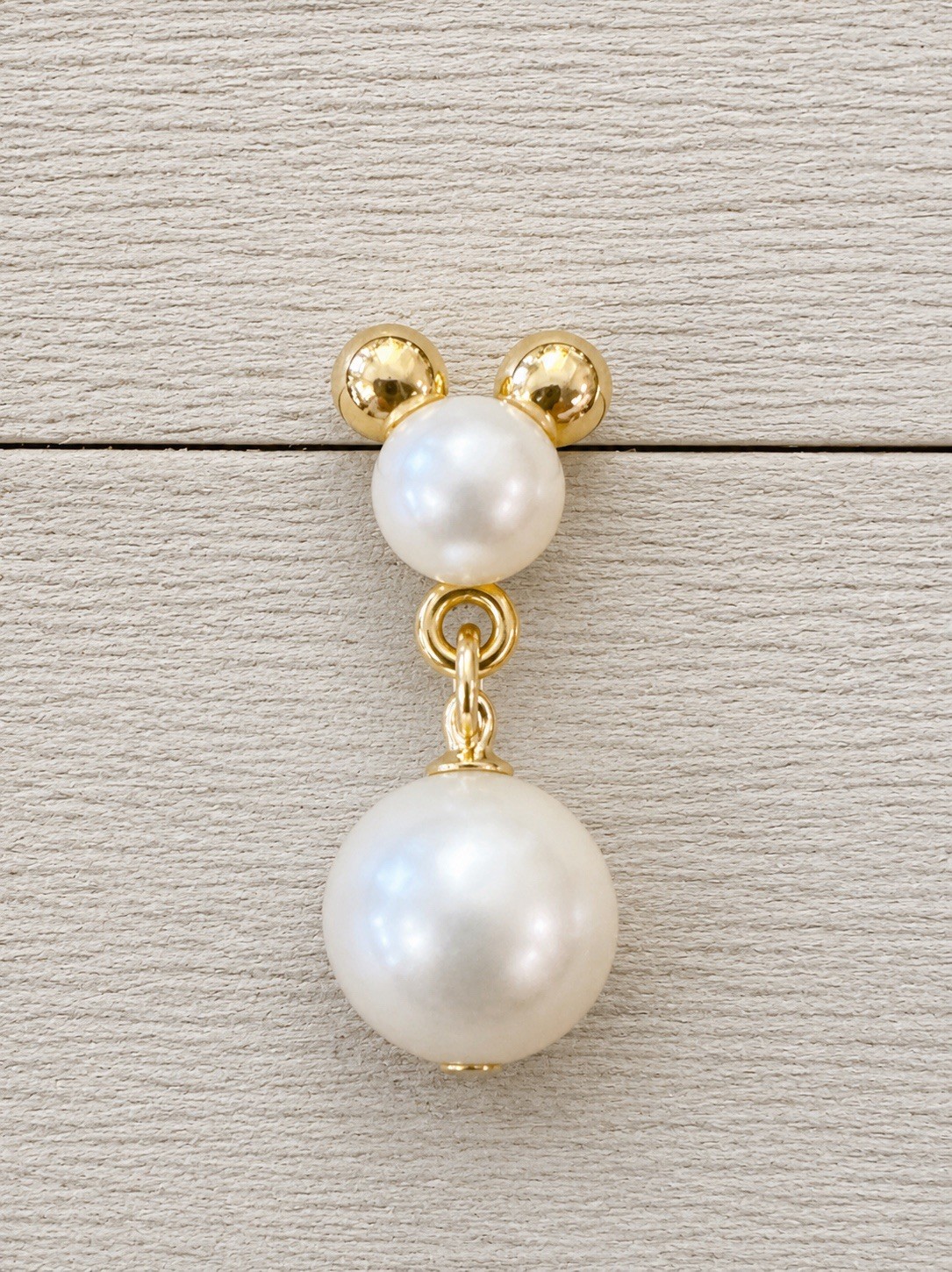 Napier Disney Mickey Mouse Faux Pearl Drop Earrings Gold Tone Pierced Vintage