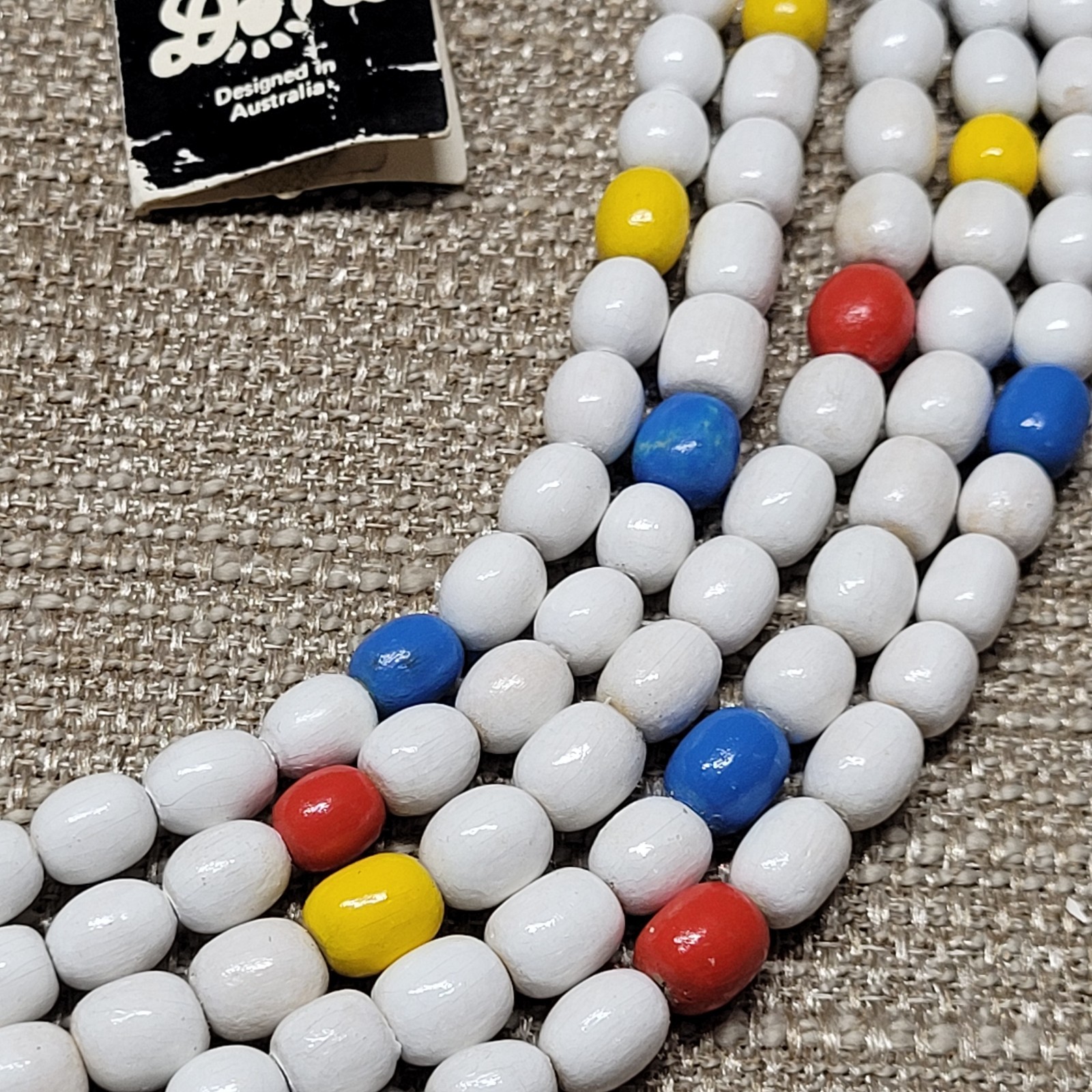 Ken Done Designed In Australia Wooden Colorful Beaded Statement 16″ Necklace