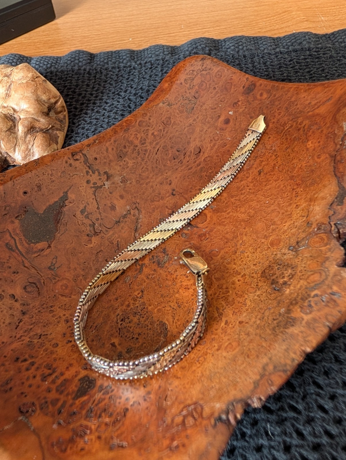 Tricolor Vintage Sterling silver bracelet: 7.5 inches