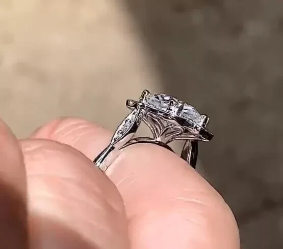 Art Deco Style Round Cut Lab Created Diamond 14K White Gold FN Engagement Ring