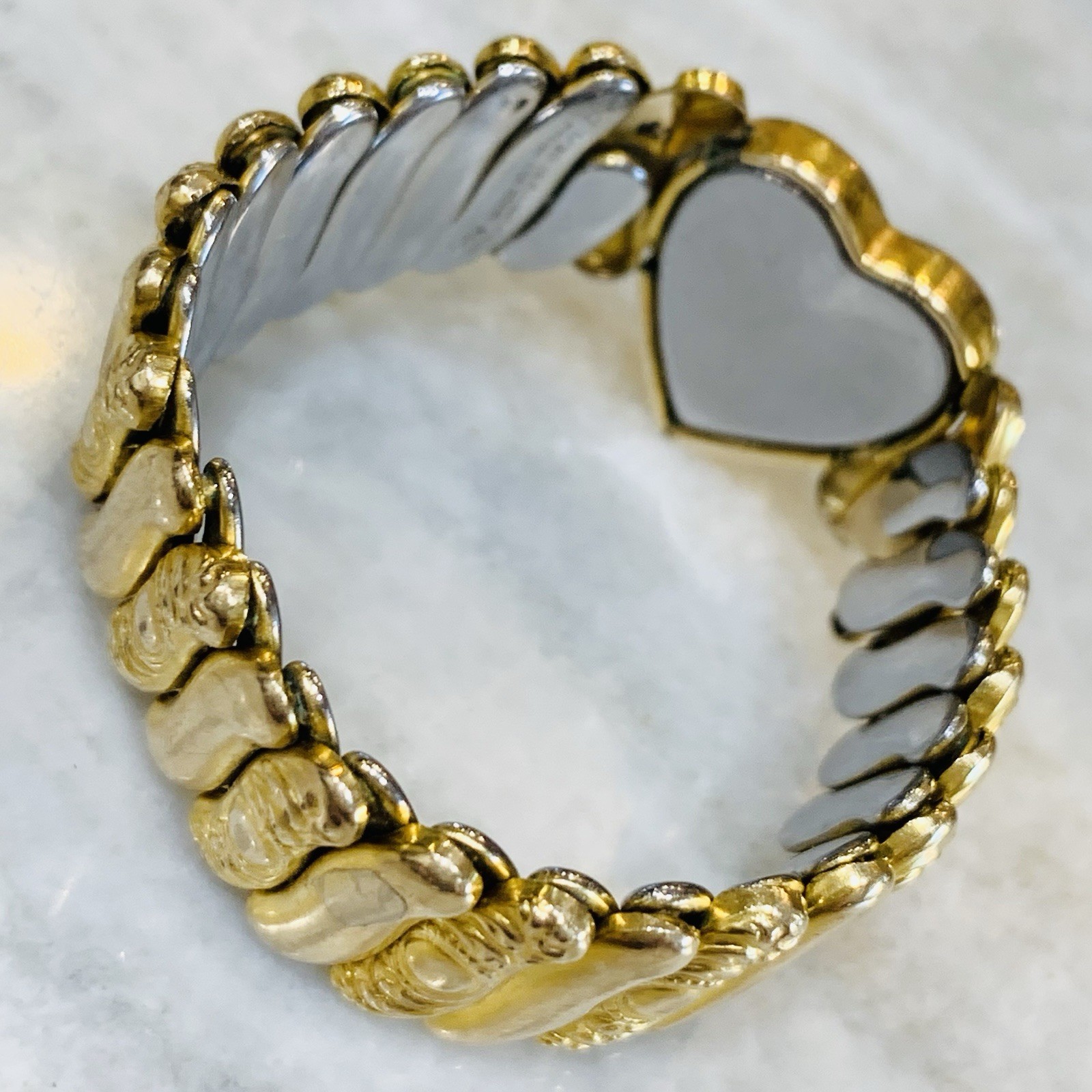 VTG Sweetheart Bracelet Diamond Expansion WWII Gold Filled Heart 20.31gr 6-7.5”