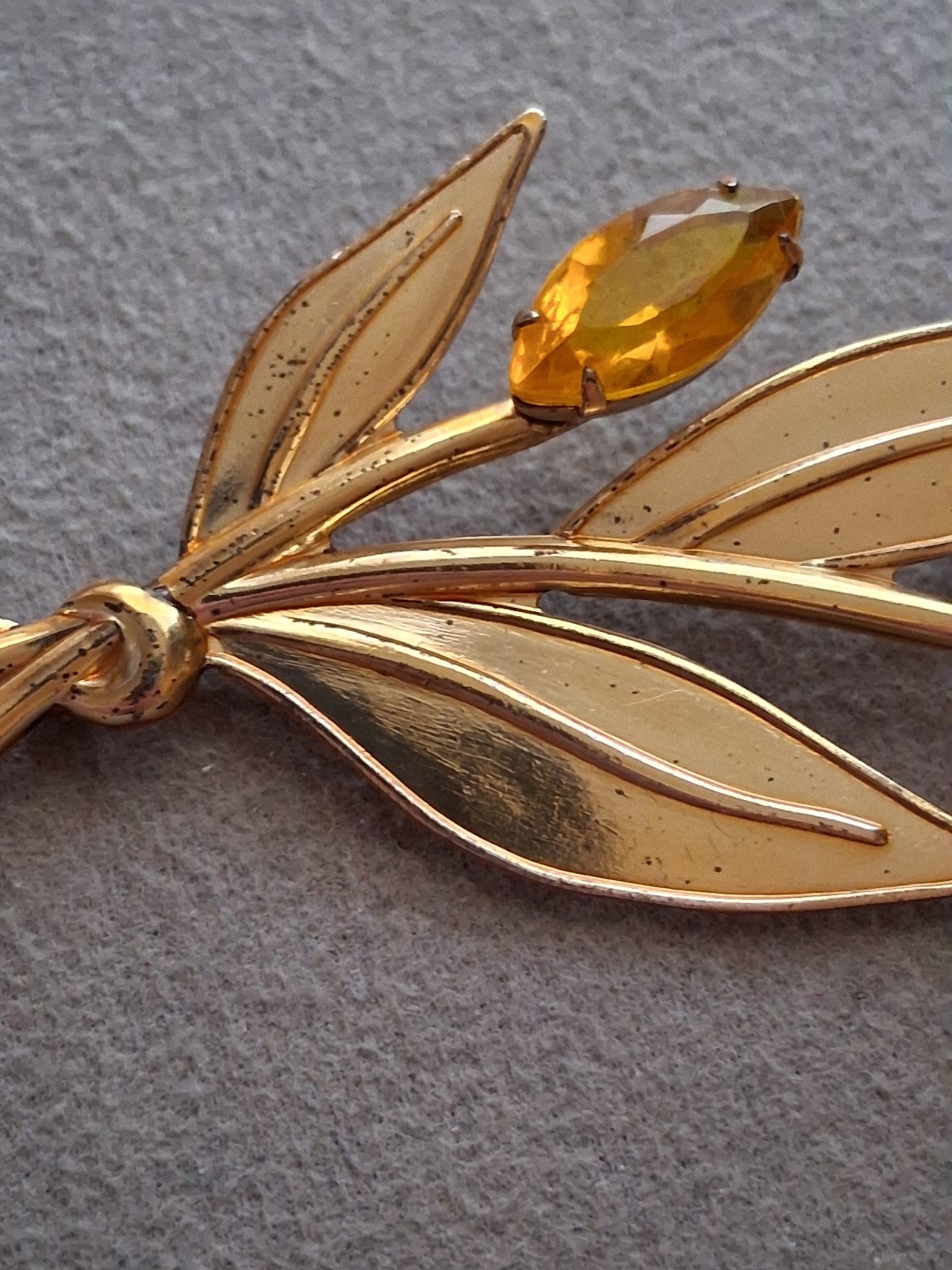Sterling Craft Coro gold over silver. Tulip brooch w/yellow stones