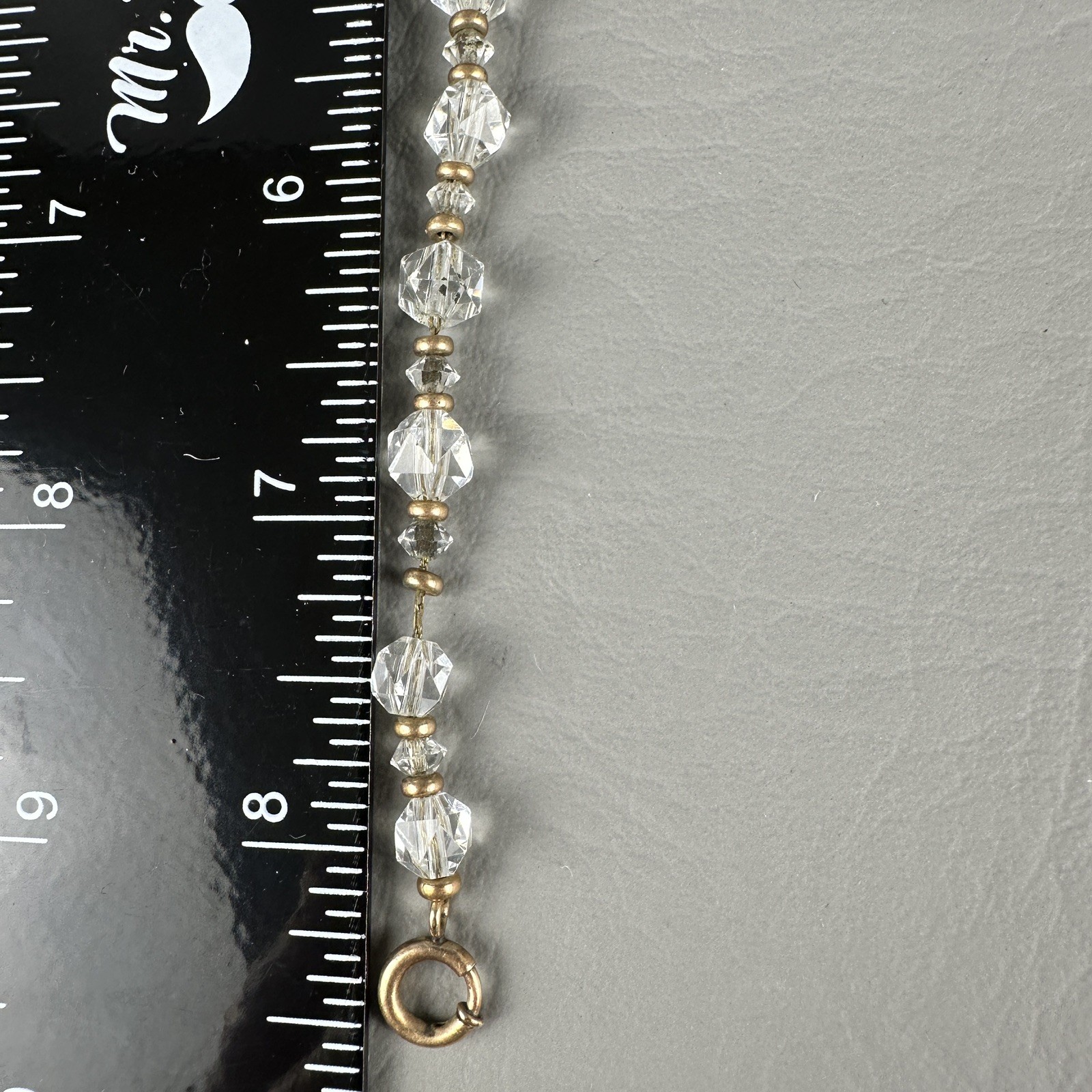 Vintage Necklace Clear Faceted Crystal Beads Gold Tone Graduated 15″