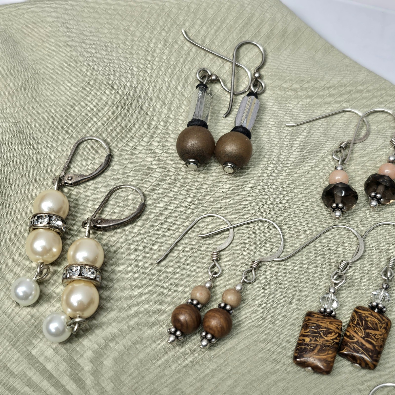 MCM 925 Sterling Silver Bead Bohemian Dangle Drop Earrings Set of 8 Pairs