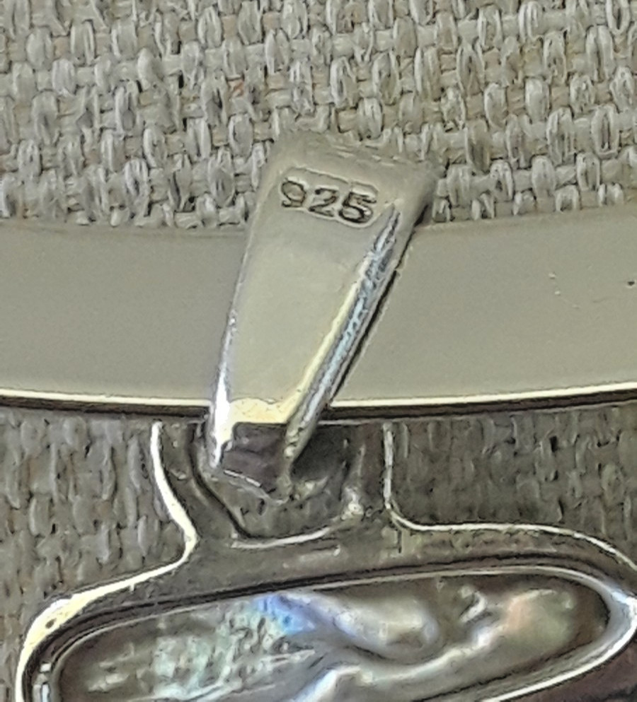 Vintage Mexico Sterling Solid Hook Open Collar Necklace MOP Turquoise Pendant