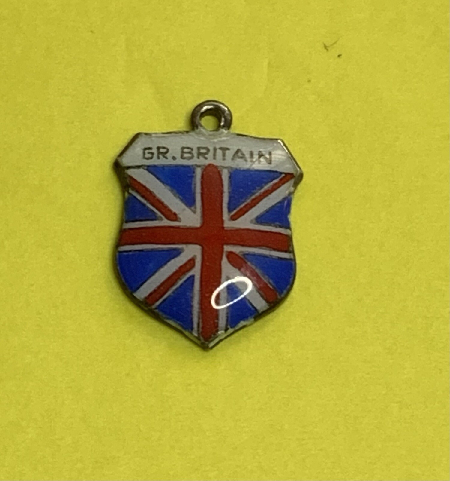 Vintage Sterling Silver Enamel Great Britain Shield Pendant Bracelet Charm