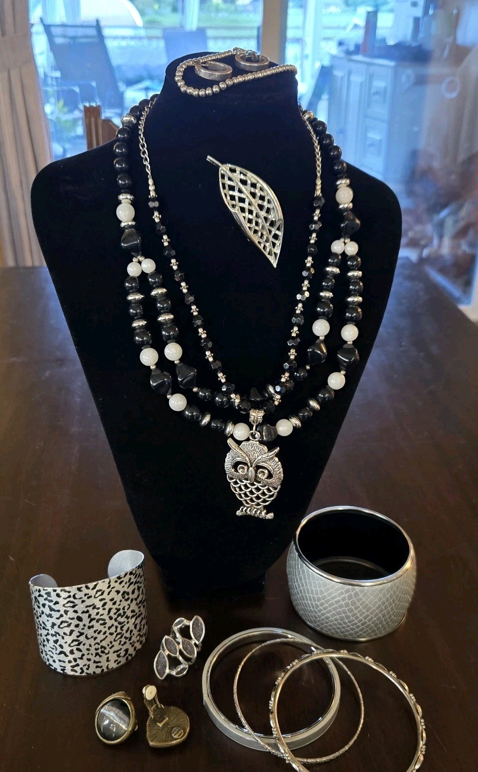 Lot of Mixed Vintage Jewlery Black,White, Silver, Gray Some Sterling Silver
