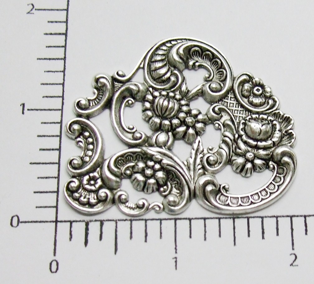 12874 Matte Silver Oxidized Victorian Ornament Jewelry Finding SALE