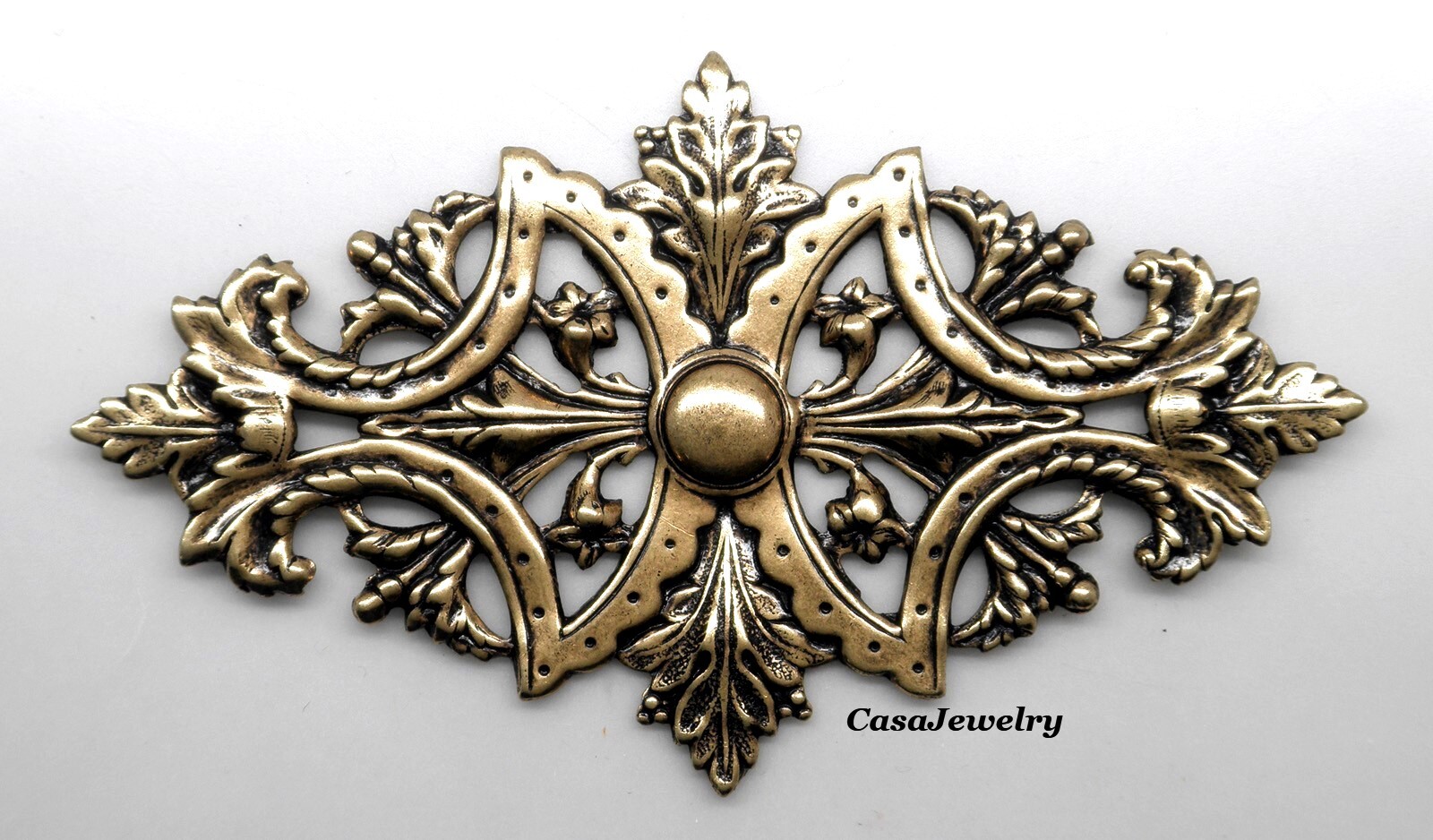 #1905 ANTIQUED GOLD CELTIC STYLE BARRETTE COMPONENT – 1 Pc Lot