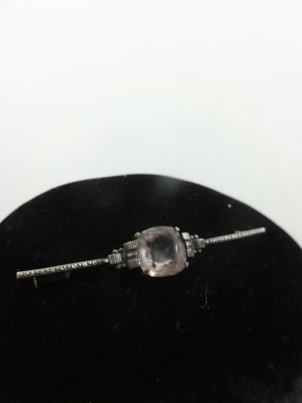 ART DECO FABULOUS LARGE FACETED AMETHYST EUROPEAN SILVER BROOCH