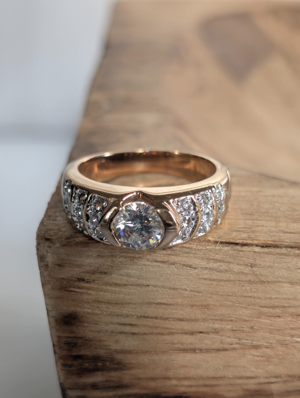 Vintage Thailand Fine Costume Cubic Zirconia Gold Tone Ring Size 7