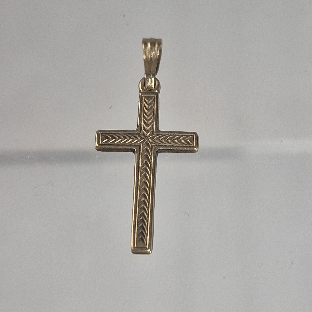 Vtg 1/20 12KGF Gold Filled Engraved Cross BAB Pendant