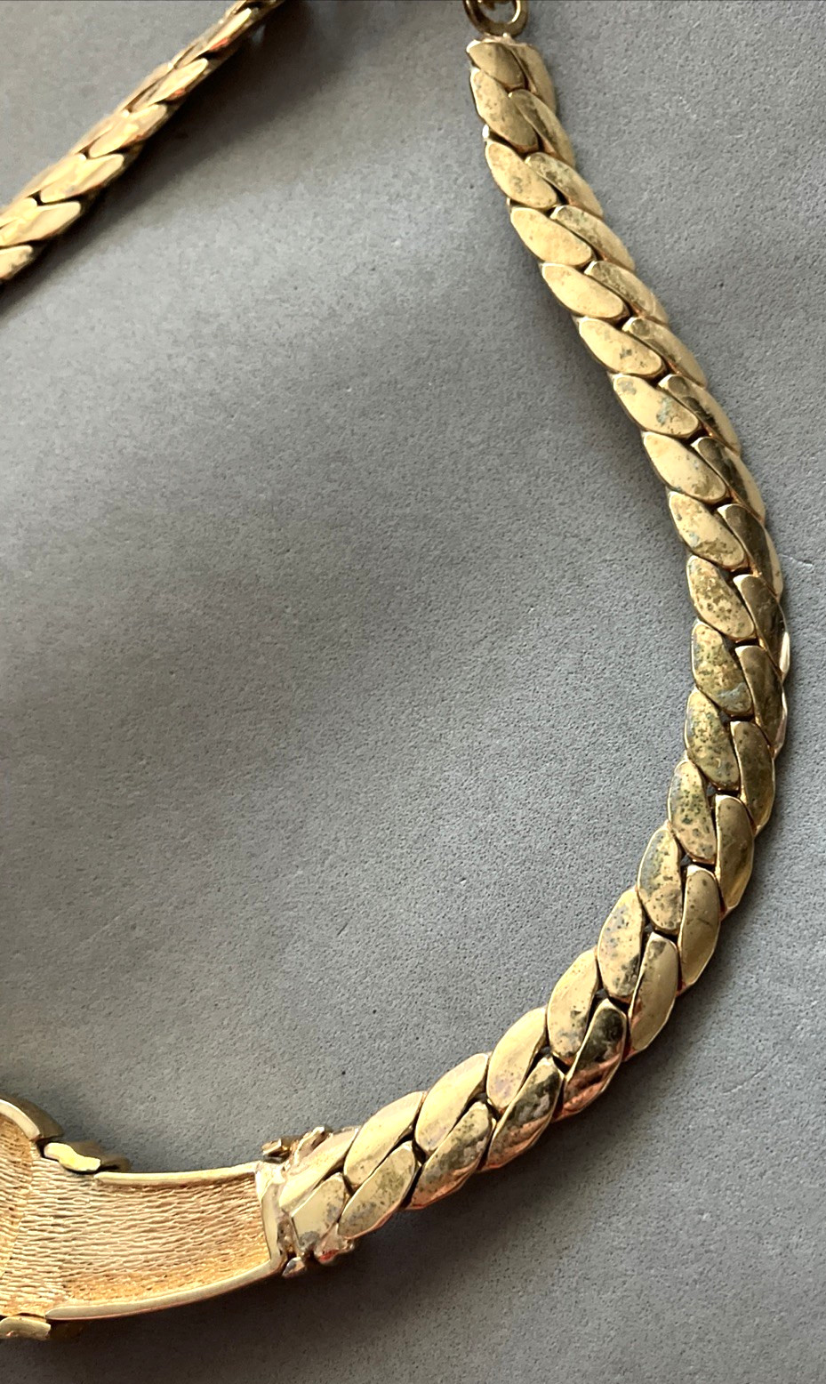 Vintage CHRISTIAN DIOR Rhinestone Oval Faux Pearl Collar Gold Tone Necklace