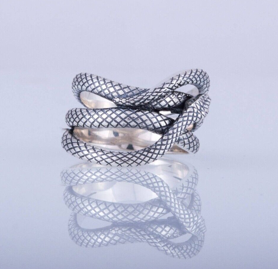 Snake Pattern Style Ring Gift Ring For Her 925 Silver plated Royal Vintage Ring
