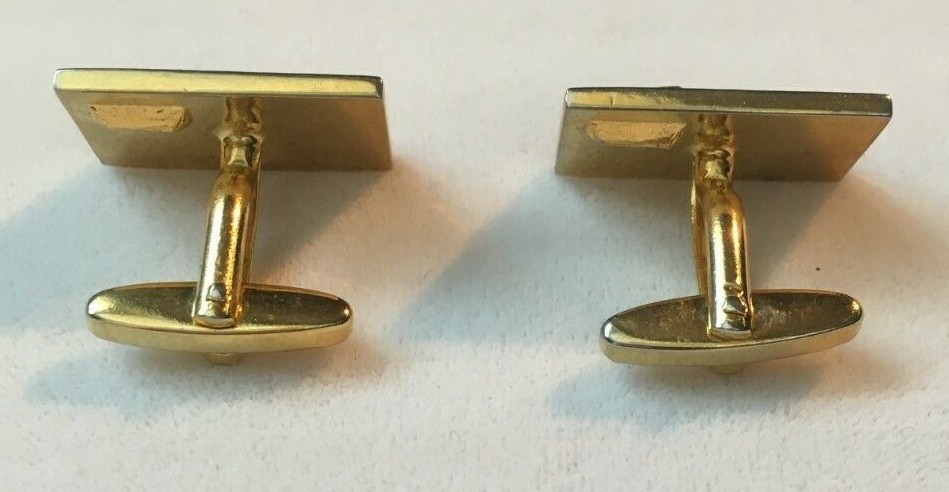 Art Deco Modern Gold Tone Blue Stones Cufflinks Unisex 15mm x 25mm