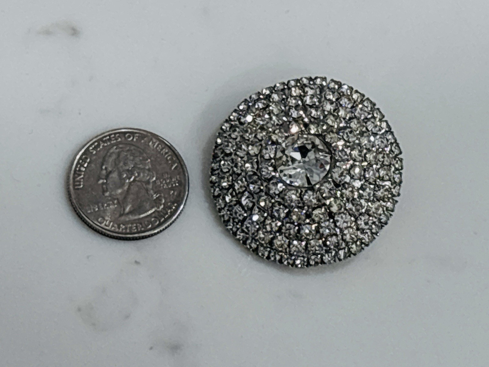 Vintage Rhinestone Dome Clip On Earrings Statement Huge Bold Glam Sparkle