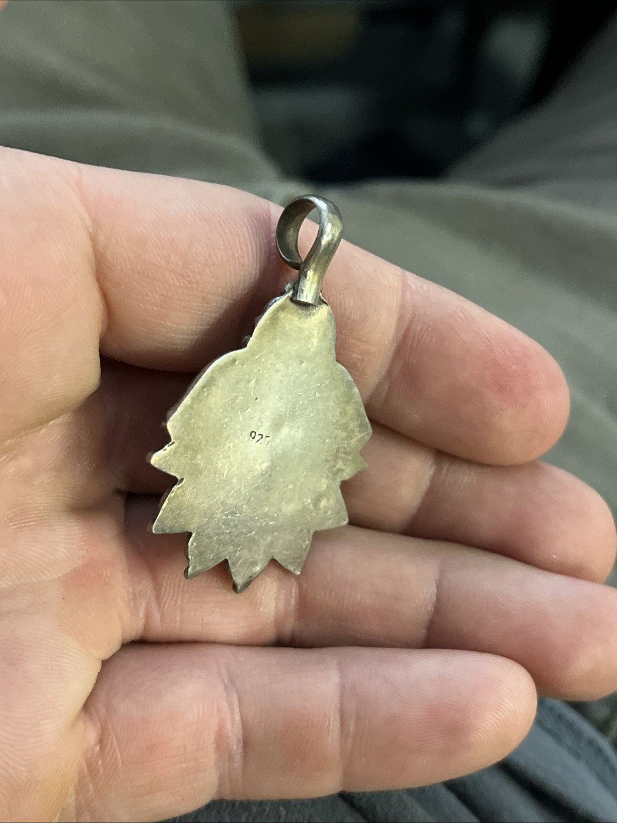Antique Sterling 925 Silver Pendant Red Coral 2” 15.1g Native American Navajo